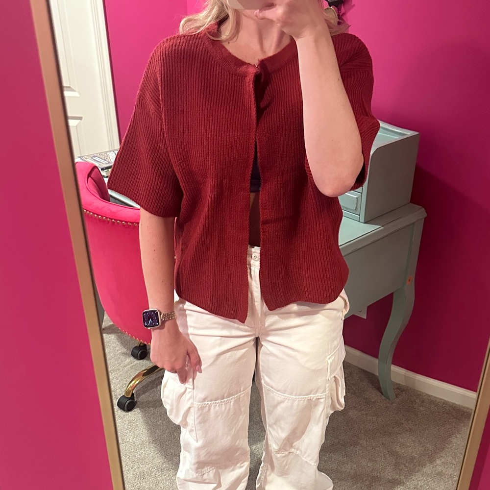 Red Knit Cardigan
